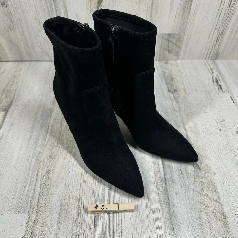Nine West Cadence Sexy Suede Like Textile Booties Black #9‎
